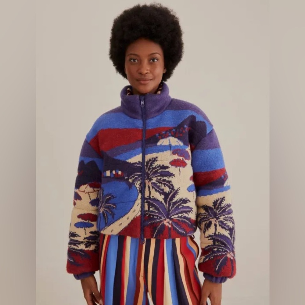 Farm Rio Carioca Tricot Puffer Jacket in size S